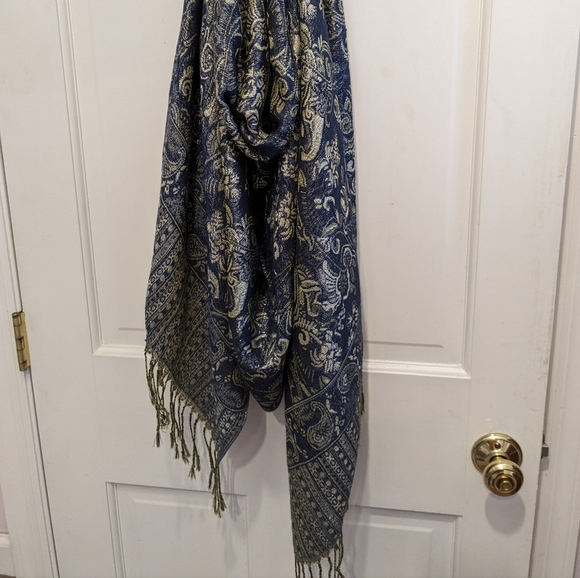 Blue/Gold scarf/wrap - Picture 1 of 5
